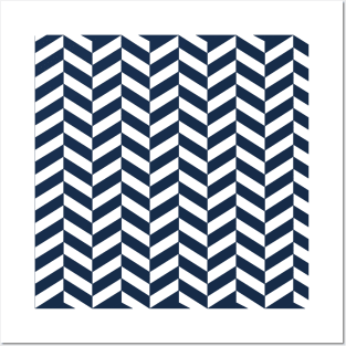 Herringbone Pattern - Navy Posters and Art